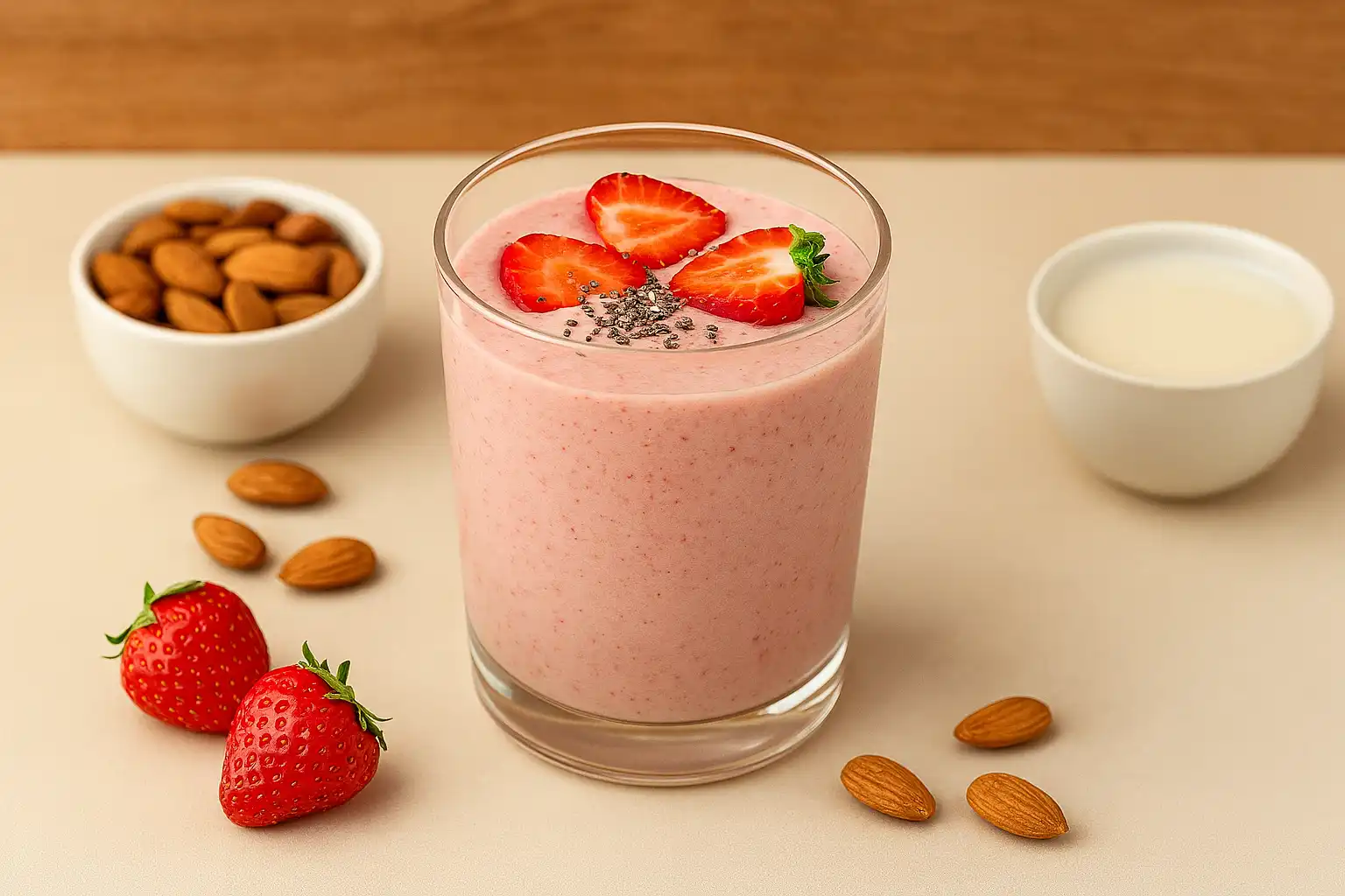 اسموتی بادام و توت فرنگی